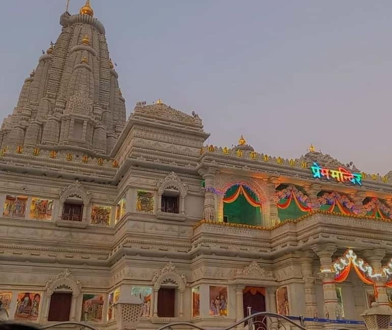 Magical Mathura Vrindavan Tour: Krishna's Homeland - Prem Mandir’s illuminated beauty: a strong devotional closer