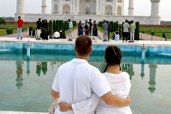 Taj Mahal Sunrise & Agra Day Tour from Delhi with 5<em> Meal – Key points to know before you go’ /></p>
<ul>
<li><strong>Private AC car from Delhi, Noida, or Gurugram</strong> with an English-speaking driver and help for bathroom breaks</li>
<li><strong>Taj Mahal entry handled for you</strong>, so you avoid ticket-line hassle and get a guided walk inside</li>
<li><strong>Agra Fort with expert guidance</strong> focused on what you’re actually seeing (Akbar-era details)</li>
<li><strong>Optional 5-star meal</strong> at a restaurant choice like Courtyard Marriott / Bon Barbeque-style buffet</li>
<li><strong>Itimad-ud-Daulah (Baby Taj)</strong> stops with a guided visit after lunch</li>
<li><strong>Small-group feel</strong> since it’s private for your group (not a giant shared bus swarm)</li>
</ul>
<h2 id="a-private-delhi-to-agra-day-that-keeps-your-eyes-on-the-prize">A private Delhi-to-Agra day that keeps your eyes on the prize</h2>
<p><img width="669" height="446" decoding="async" src=